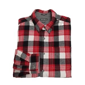 Eddie Bauer Red and Black Plaid Men's Shirt